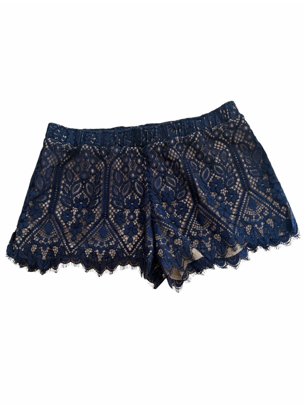 David Lerner Navy Lace Overlay Shorts